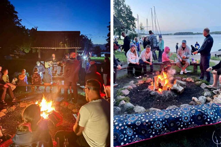 Ognisko to szanty i pieczone kiełbaski.