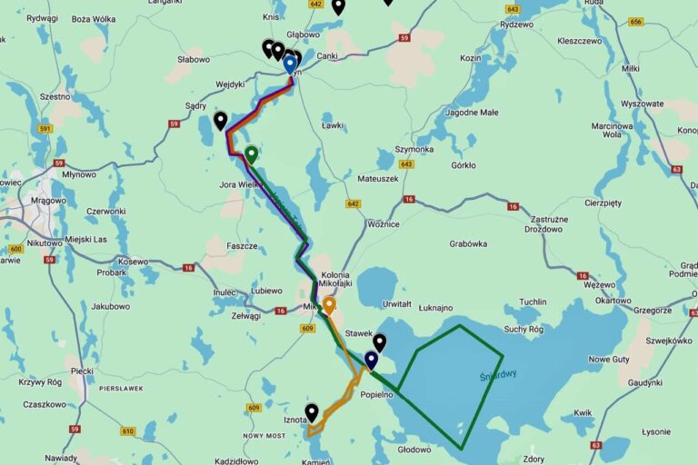Mapa trasy rejsu w Boże Ciało