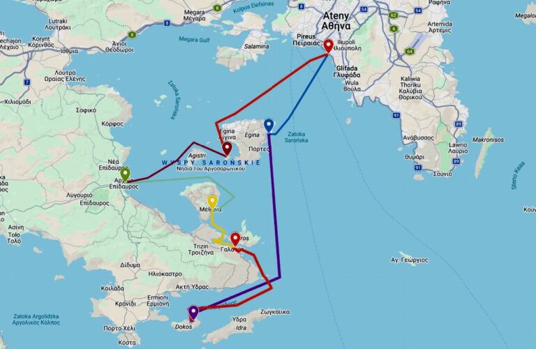 Trasa rejsu po Zatoce Sarońskiej z atrakcjami na 7 dni.