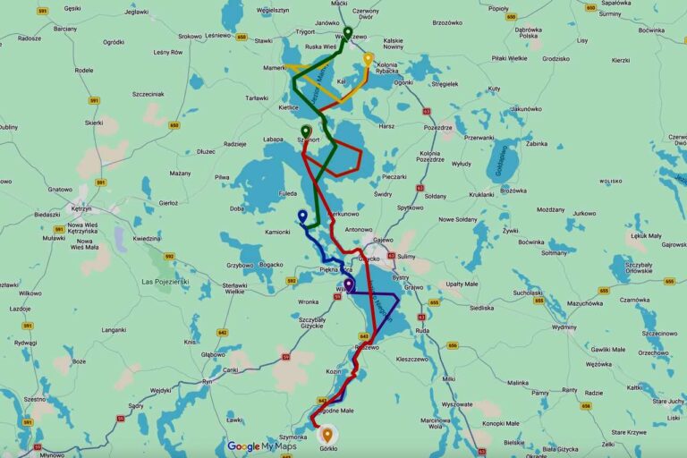 Trasa rodzinnego rejsu na Mazurach 2027 – Sztynort, Węgorzewo, Giżycko i południowe jeziora Mazur